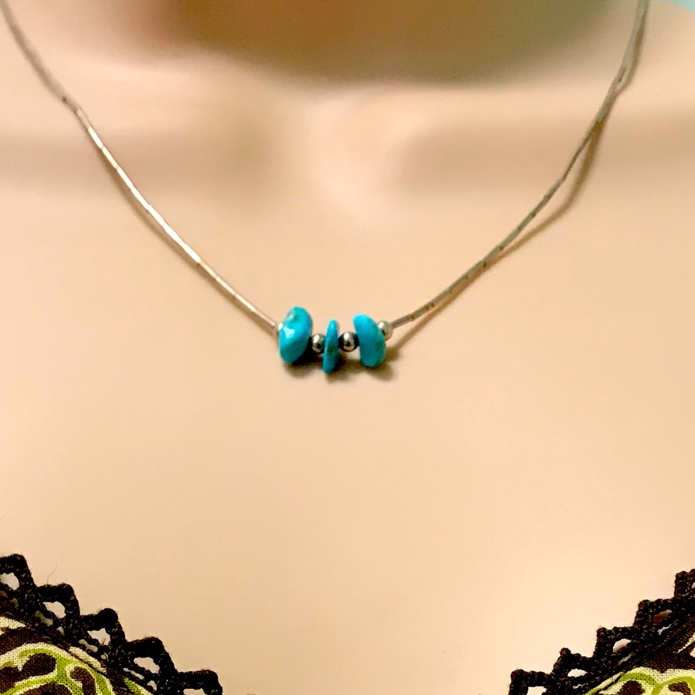 Vintage 1970’s Sterling and turquoise necklace